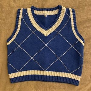 Blue Cropped Knit Vest Size Small
